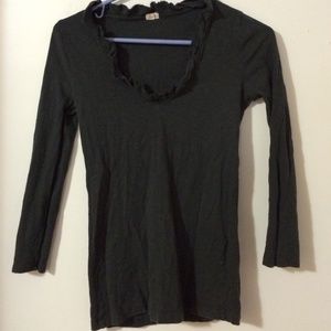 Jcrew ruffle collar vneck tee