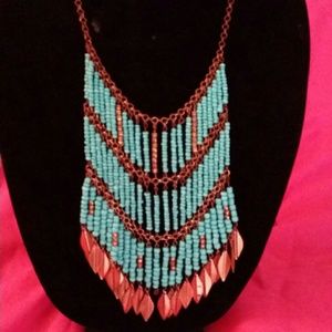 gold  and teal necklace