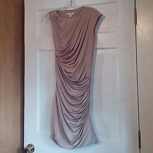 Boston Proper Champagne Wrap-around Ruched Dress