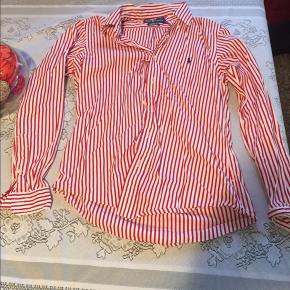 Men's red/white long sleeve Polo Ralph Lauren