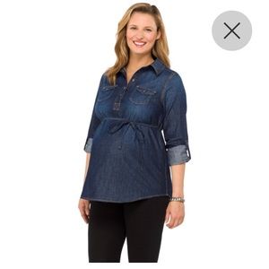 Maternity 3/4 Sleeve Denim Top-Liz Lange