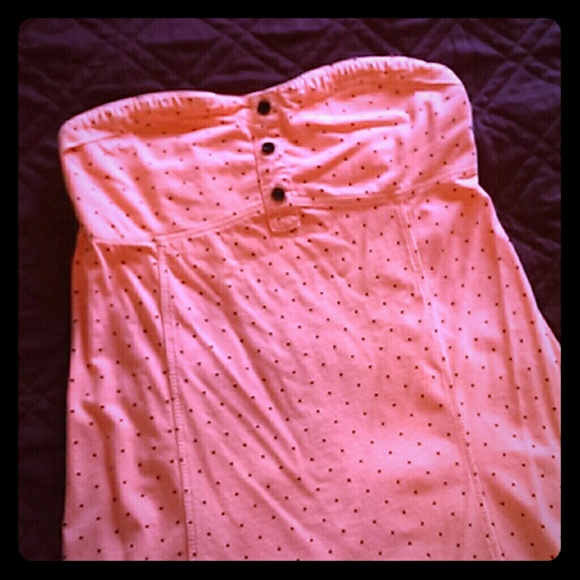 Volcom Strapless Orange w/Black Polka Dot Dress - Picture 1 of 4