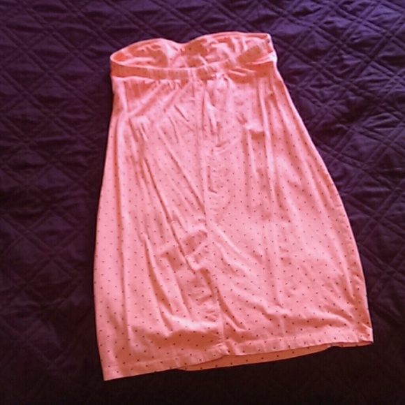 Volcom Strapless Orange w/Black Polka Dot Dress - Picture 3 of 4