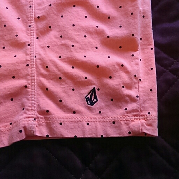 Volcom Strapless Orange w/Black Polka Dot Dress - Picture 4 of 4