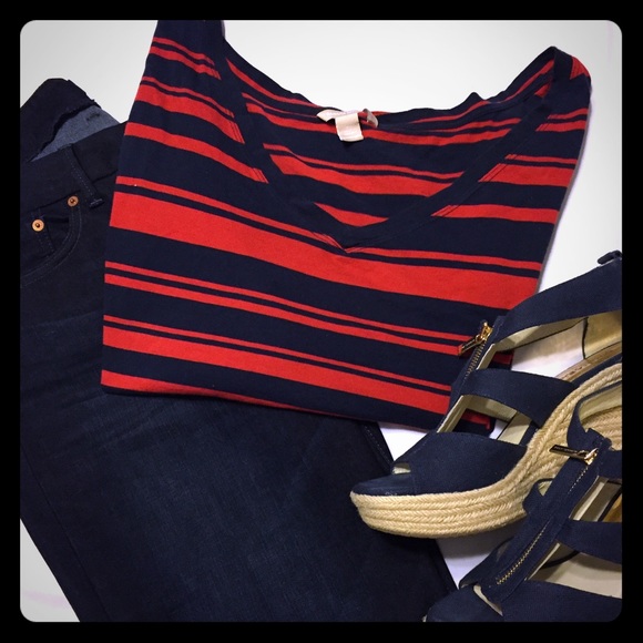 Red & Navy Blue Banana Republic Tee