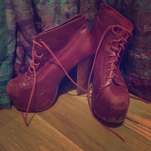 Jeffrey Campbell Red Distressed Leather Litas 8