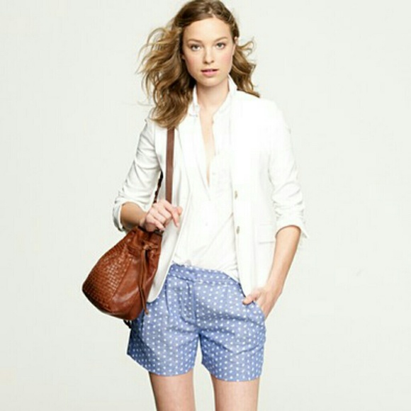 J.Crew Pleated Ink Dot Chambray Shorts Sold Out 0