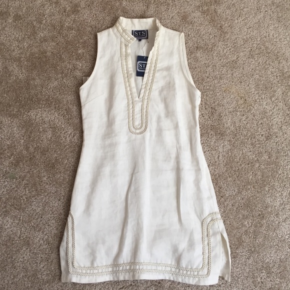Sail to Sable White and Gold Shift Dress