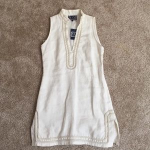 Sail to Sable White and Gold Shift Dress