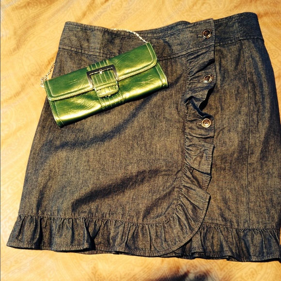 Loft Ruffle Jean Skirt