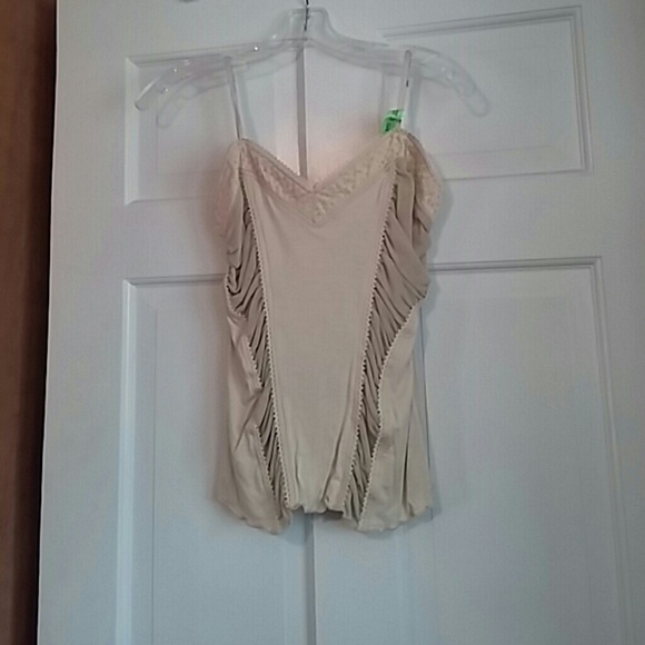 Ivory Tank Top w Beaded and Sheer Detail