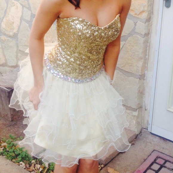 Short Gold Prom Dress - Picture 2 of 2