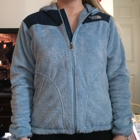 Authentic North Face Blue Fuzzy full zip jacket