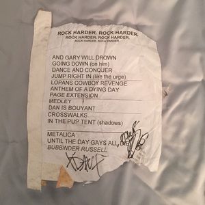 Story of the Year signed set list