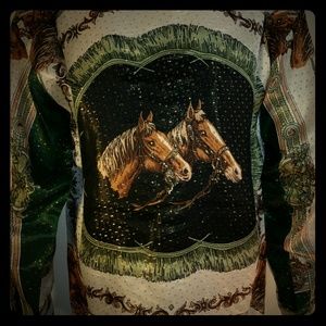 Vintage Silk Shirt Horses Style.