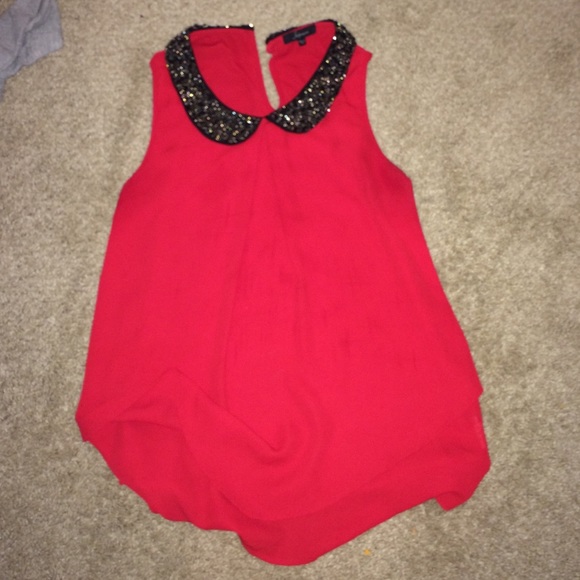 red - Peter Pan collard shirt