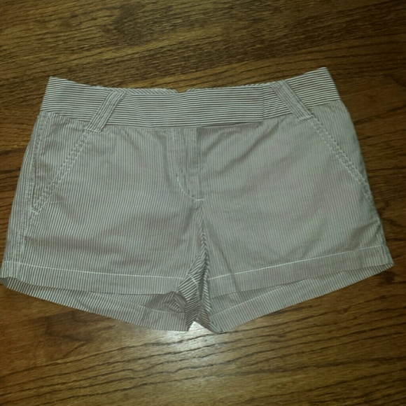 J.Crew Factory 3" Shorts Brown White Stripe 4 EUC
