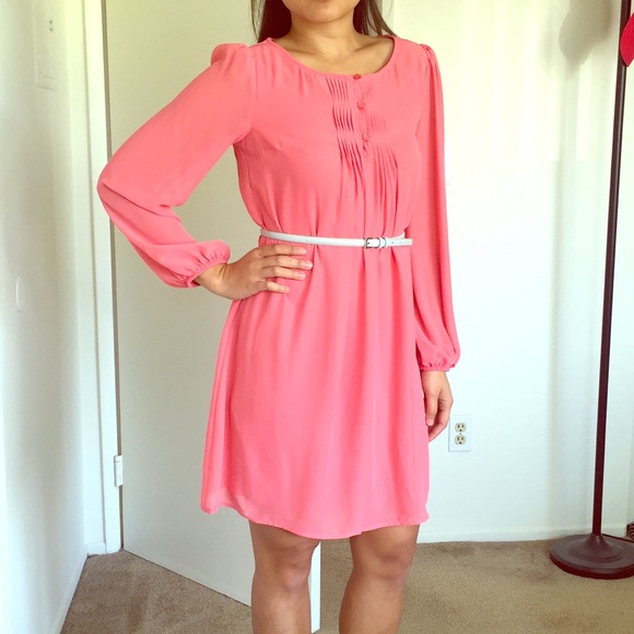 Coral chiffon dress, never worn.