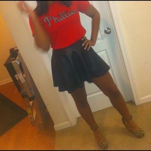 Faux Leather Skater Skirt