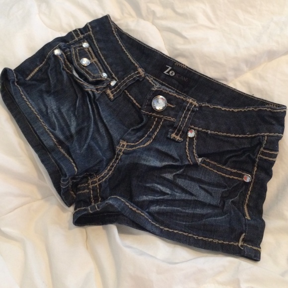 Rhinestone denim shorts
