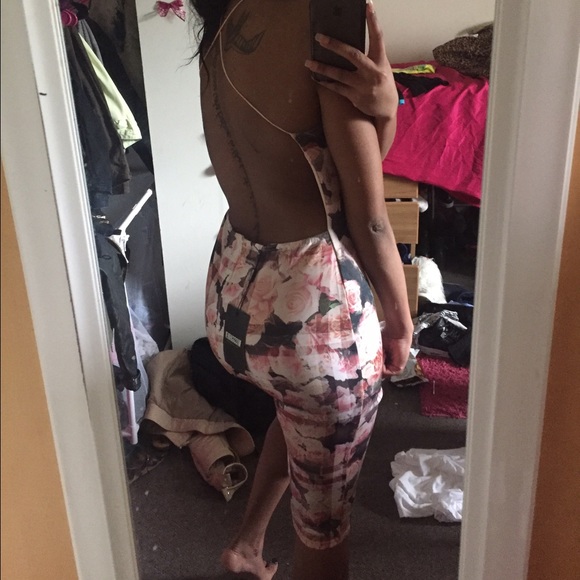 Floral midi cross back dress