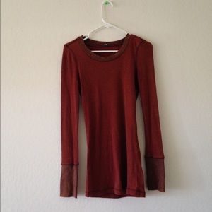 Free People maroon long sleeve top