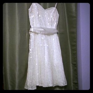 White sequin strapless dress bachelorette bride 5