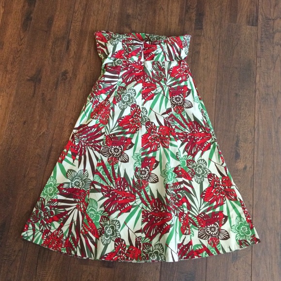 🔴Tropical strapless dress - Picture 2 of 4