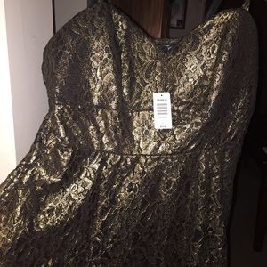 Gold lace baby doll peplum top