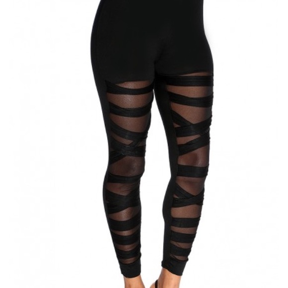 Black Strappy Leggings