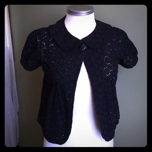 🔴Black eyelet cropped jacket