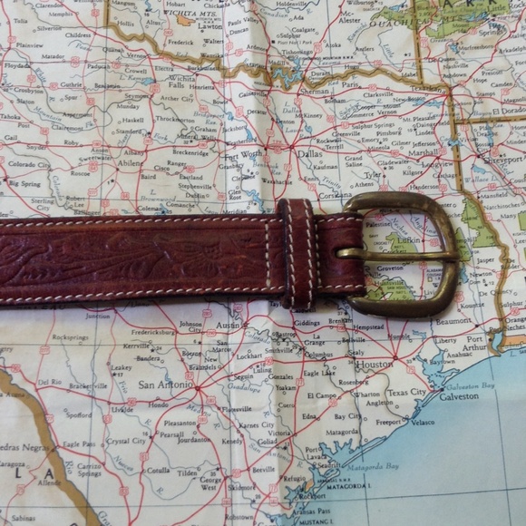 Accessories - Vintage Leather Floral Belt - 29.5"