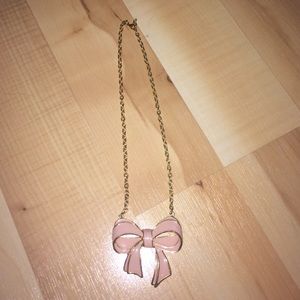 Pink bow necklace