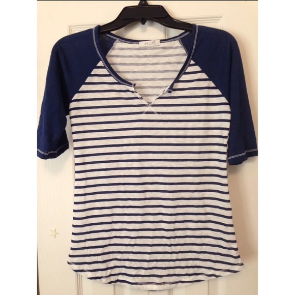 Delia's Navy Striped Baseball Tee - Picture 1 of 3