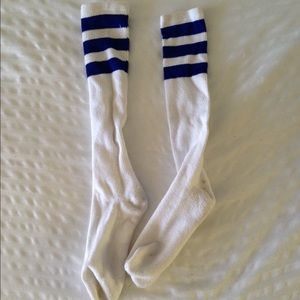 American Apparel blue striped knee high socks
