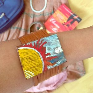 Sold! DIY leather wrap bracelet with art
