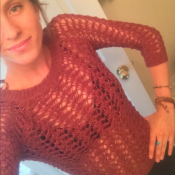 Burgundy FENN Wright Manson crochet-net sweater - Picture 3 of 4