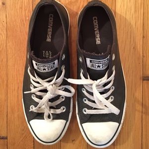 Converse all star dark gray leather shoes