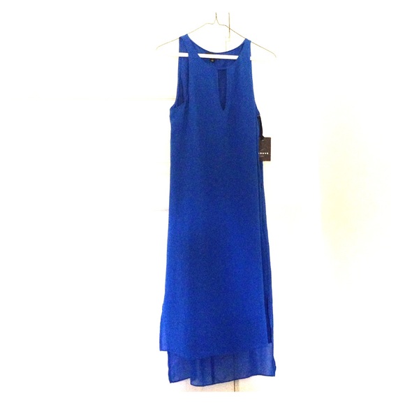 nordstroms: TROUVE blue dress w/v cut, new w/tags