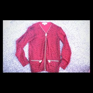 Michael Kors Red Leopard Sweater with Gold S