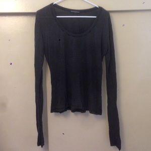 Brandy Melville Grey Striped Long Sleeve