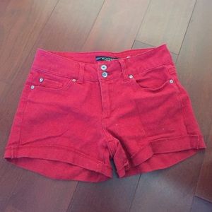 Red high waisted shorts