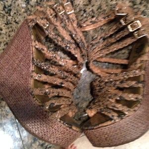 Brown wedge sandals size 6