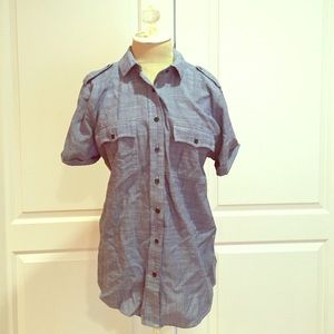 Short Sleeve Chambray Button Up