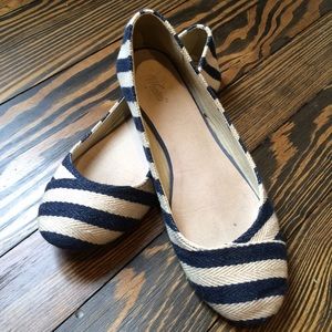Navy & Natural Striped Flats by Wanted