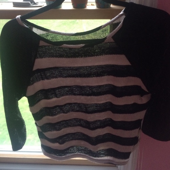 Striped sweater with sequined sleeves