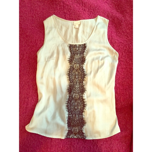 Silver Grey Satin Black Lace Stripe Sleeveless Top