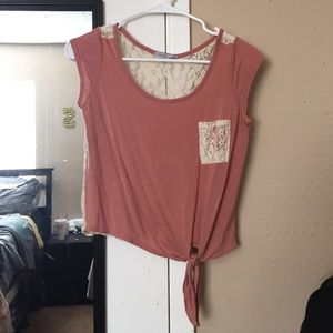 Soft rose pink shirt w/ laced back