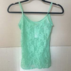 Brand new blue-green lace camisole
