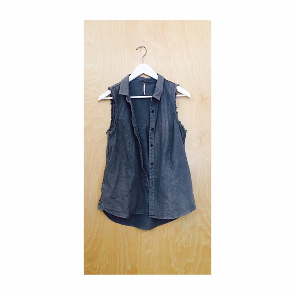 Free People Denim Vest Tank Top